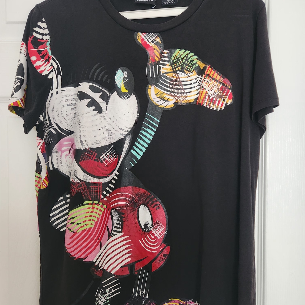 Desigual Black Graphic Tee, Cotton/Spandex